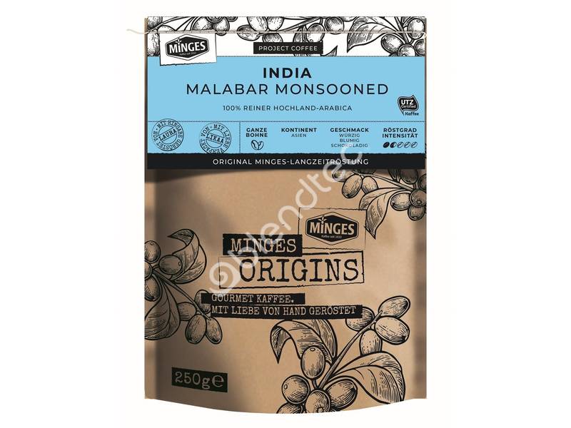 Кофе натуральный жареный в зернах Malabar Monsooned MINGES Origins 100% Арабика (250 г)